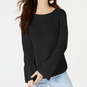 Style & Co Cotton Bell-Sleeve Sweater Black XS